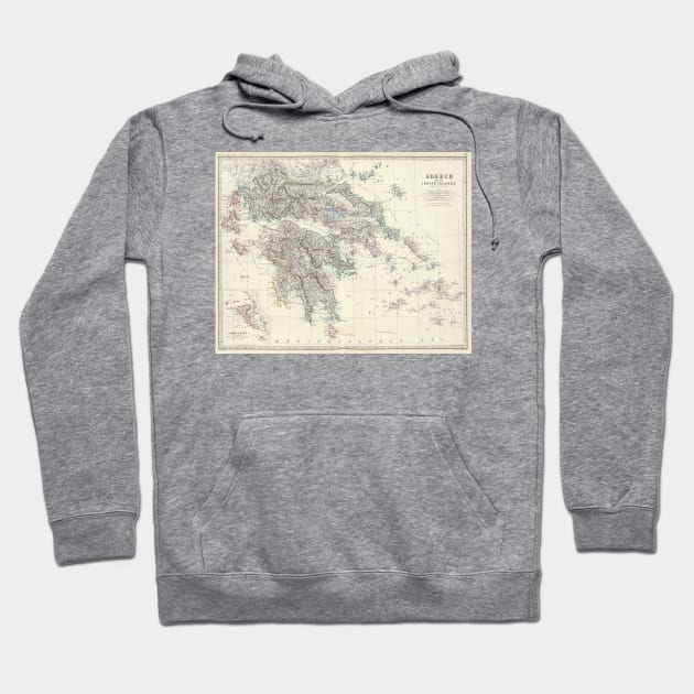 Vintage Map of Greece (1861) Hoodie by Bravuramedia